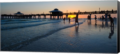 Framed Pier at sunset, Fort Myers Beach, Estero Island, Lee County, Florida, USA Print