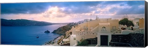 Framed Town at the waterfront, Santorini, Cyclades Islands, Greece Print
