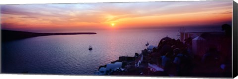 Framed Town at sunset, Santorini, Cyclades Islands, Greece Print