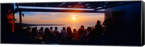 Framed People looking at sunset, Santorini, Cyclades Islands, Greece Print