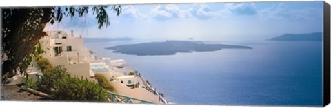 Framed Dwellings along cliff, Santorini, Greece Print