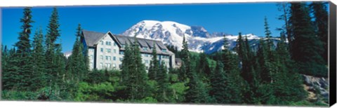 Framed Lodge on a hill, Paradise Lodge, Mt Rainier National Park, Washington State, USA Print