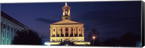 Framed Government building at dusk, Tennessee State Capitol, Nashville, Davidson County, Tennessee, USA Print