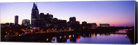 Framed Skylines at dusk along Cumberland River, Nashville, Tennessee, USA 2013 Print