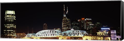 Framed Skylines and Shelby Street Bridge at night, Nashville, Tennessee Print