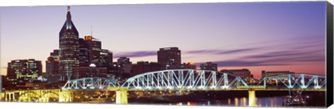 Framed Skylines and Shelby Street Bridge at dusk, Nashville, Tennessee, USA 2013 Print