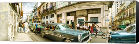 Framed Old cars on a street, Havana, Cuba Print