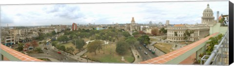 Framed Aerial View of Government buildings in Havana, Cuba Print