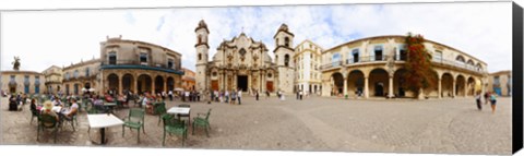 Framed People at Plaza De La Catedral, Cathedral of Havana, Havana, Cuba Print