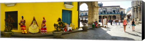 Framed People in Native dress on Plaza De La Catedral, Havana, Cuba Print