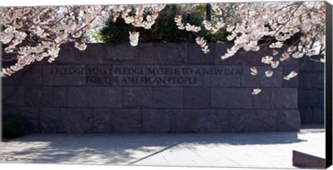 Framed Inscription of FDR&#39;s new deal speech written on stones at a memorial, Franklin Delano Roosevelt Memorial, Washington DC, USA Print