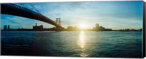 Framed Suspension bridge over a river, Williamsburg Bridge, East River, Lower East Side, Manhattan, New York City, New York State Print