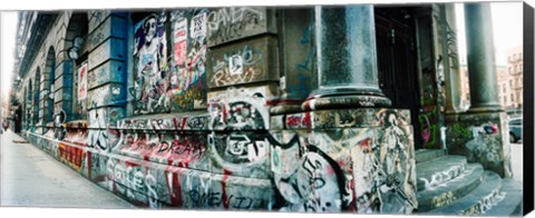 Framed Graffiti covered Germania Bank Building on Bowery Street, Soho, Manhattan, New York City Print