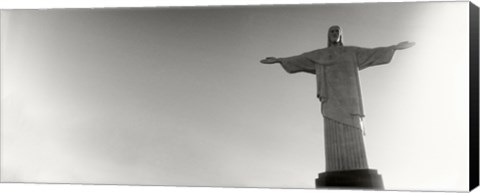 Framed Low angle view of Christ The Redeemer, Corcovado, Rio de Janeiro, Brazil (black and white) Print