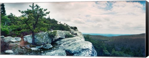 Framed Trees and boulders along the Gertrude's Nose, Minnewaska State Park, Catskill Mountains, New York State, USA Print