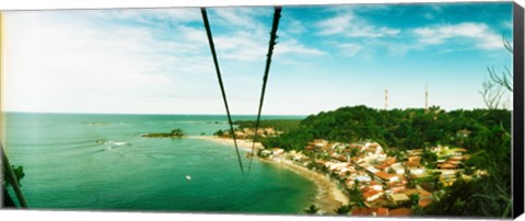 Framed Zip line ropes for zip inning over the beach, Morro De Sao Paulo, Tinhare, Cairu, Bahia, Brazil Print