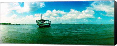 Framed Wooden boat in the ocean, Morro De Sao Paulo, Tinhare, Cairu, Bahia, Brazil Print