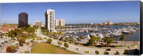 Framed Boats at a marina, West Palm Beach, Palm Beach County, Florida, USA Print