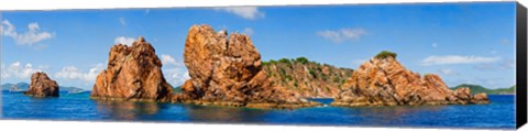 Framed Rock formations in the sea, The Indians, Norman Island, British Virgin Islands Print