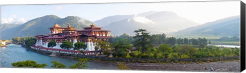 Framed Monastery at the waterfront, Punakha Monastery, Punakha, Bhutan Print