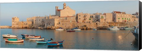 Framed Buildings at the waterfront with boats at harbor, Giovinazzo, Puglia, Italy Print