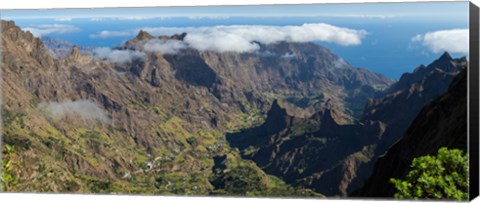 Framed High angle view of valley with mountains, Santo Antao, Cape Verde Print