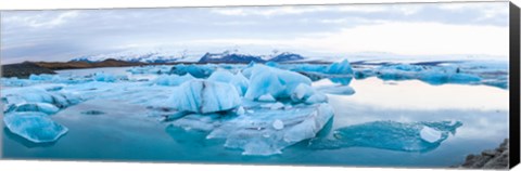 Framed Icebergs floating in glacial lake, Jokulsarlon, South Iceland, Iceland Print