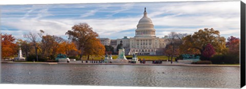 Framed Fall view of reflecting pool and the Capitol Building, Washington DC, USA Print