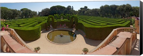 Framed High angle view of a formal garden, Horta Labyrinth Park, Horta-Guinardo, Barcelona, Catalonia, Spain Print