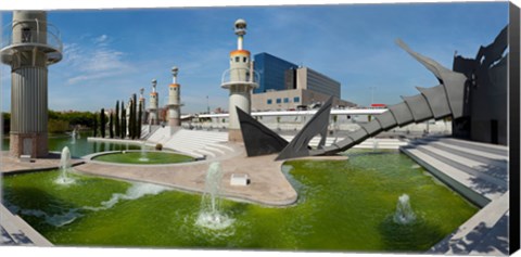 Framed Fountains in Spain Industrial Park, Barcelona, Catalonia, Spain Print