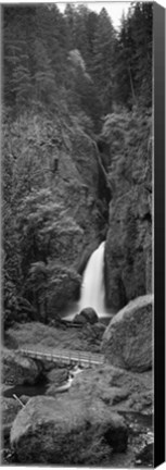 Framed Waterfall in black and white, Columbia River Gorge, Oregon, USA Print