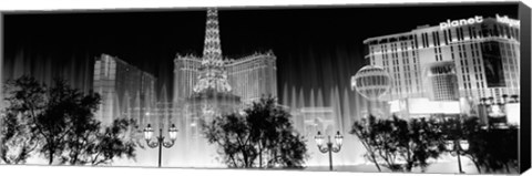 Framed Las Vegas Hotels at Night (black &amp; white) Print