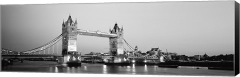 Framed Tower Bridge London England (Black and White) Print