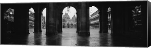 Framed Arcade of a building, St. Mark&#39;s Square, Venice, Italy (Black &amp; White) Print