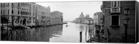 Framed Buildings along a canal, view from Ponte dell&#39;Accademia, Grand Canal, Venice, Italy (black and white) Print