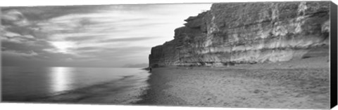 Framed Rock formations on the beach, Burton Bradstock, Dorset, England Print