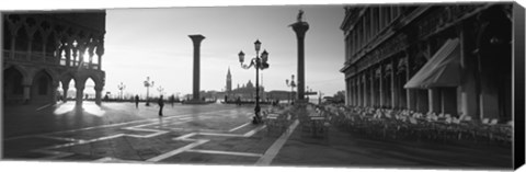 Framed Saint Mark Square in Black and White, Venice, Italy Print