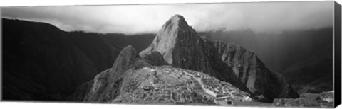 Framed Ruins, Machu Picchu, Peru (black and white) Print