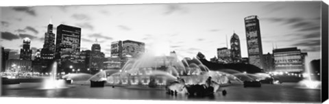 Framed Buckingham Fountain, Grant Park, Chicago, Illinois (black &amp; white) Print