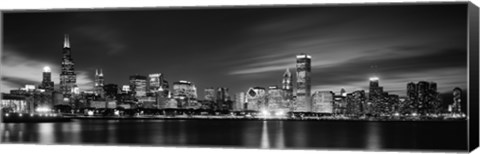 Framed Black and white view of Chicago, Illinois Print