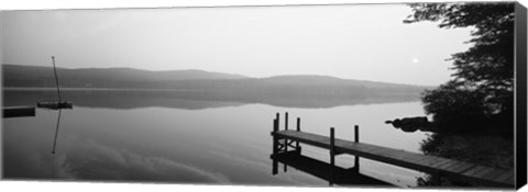 Framed Pier, Pleasant Lake, New Hampshire, USA Print