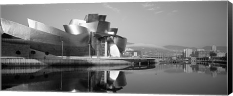 Framed Reflection of a museum on water, Guggenheim Museum, Bilbao, Spain Print