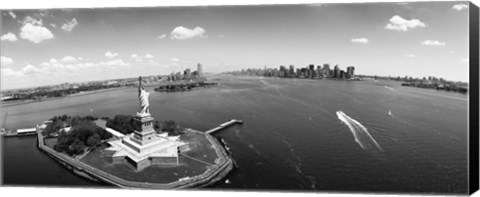 Framed Aerial View of the Statue of Liberty, New York City (black &amp; white) Print