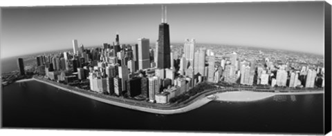 Framed Aerial view of buildings in a city, Lake Michigan, Lake Shore Drive, Chicago, Illinois, USA Print