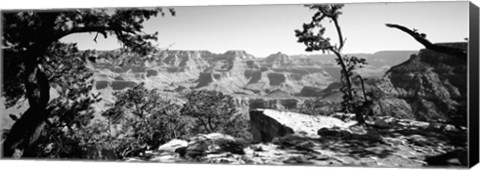 Framed Mather Point in black and white, South Rim, Grand Canyon National Park, Arizona Print