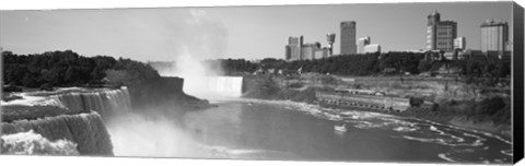 Framed Waterfall with city skyline in the background, Niagara Falls, Ontario, Canada Print