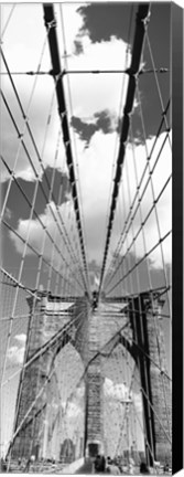 Framed Brooklyn Bridge, Manhattan, New York City (black and white, vertical) Print