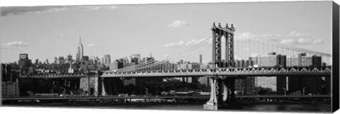Framed Manhattan Bridge in black and white, New York City Print
