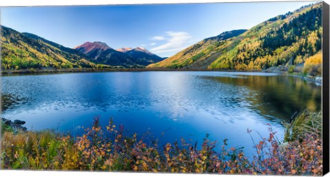 Framed Crystal Lake surrounded by mountains, Ironton Park, Million Dollar Highway, Red Mountain, San Juan Mountains, Colorado, USA Print