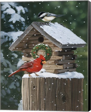 Framed Cardinal / Chickadee In Snow Print